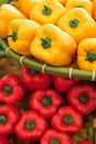 Fresh vegetables on the shelves, bell peppers Royalty Free Stock Photo