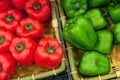 Fresh vegetables on the shelves, bell peppers Royalty Free Stock Photo