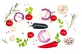 Fresh vegetables and spices on white background Royalty Free Stock Photo