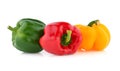 Fresh vegetables Three sweet Red, Yellow, Green Peppers isolated on white background Royalty Free Stock Photo