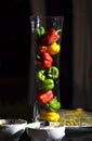 Fresh vegetables of Three sweet Red, Yellow, Green Peppers in jar Royalty Free Stock Photo