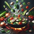 Fresh Vegetables Tossed in Hot Pan