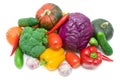 Fresh vegetables on a white background. top view