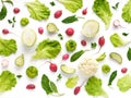 Fresh vegetables on a white background. Vegetable food background.