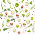 Fresh vegetables on a white background. Vegetable food background.