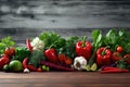 Fresh vegetables on wooden background. Healthy food concept. Selective focus