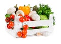 Fresh vegetables in wooden box Royalty Free Stock Photo