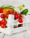 Fresh vegetables in a wooden box Royalty Free Stock Photo