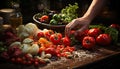 Fresh vegetables on wooden table, healthy eating, nature bounty generated by AI Royalty Free Stock Photo