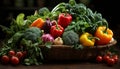 Fresh vegetables on wooden table, healthy eating, nature bounty generated by AI Royalty Free Stock Photo