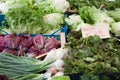 Fresh vegetarian greens at vegetable market