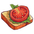 Fresh vegetarian meal tomato and mozzarella sandwich.