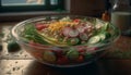 Fresh vegetarian salad bowl with organic radish, cucumber, and tomato generated by AI Royalty Free Stock Photo