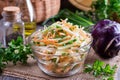 Fresh vegetarian salad of vegetables in a glass bowl. Healthy Eating Royalty Free Stock Photo