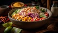 Fresh veggie taco salad, a healthy gourmet lunch generated by AI