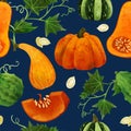 Fresh veggies, seamless pattern, hand drawn vector Royalty Free Stock Photo