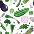 Fresh veggies, seamless pattern, hand drawn vector Royalty Free Stock Photo