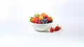 Fresh and Vibrant Bowl of Assorted Fruits - Colorful Healthy Eating Concept on White Background