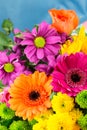 Fresh vibrant brightly coloured florist flowers. Vertical. Royalty Free Stock Photo