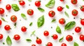 Fresh and Vibrant: Exquisite Cherry Tomato and Basil Border on White Background