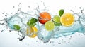 Fresh, vibrant fruits dancing in cool, refreshing water.AI Generated