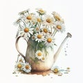 Spring Awakening: Beautiful Daisy Watercolor for Your Stock Photos AI Generated