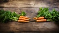 Fresh and vibrant organic carrots on a clean white wooden background healthy farm produce concept