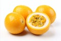 Fresh and vibrant passion fruit isolated on white background for high quality advertising.