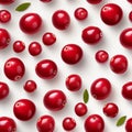 Fresh and vibrant ripe cranberries isolated on a clean white background high quality image