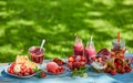 Fresh, vibrant summer strawberry desserts picnic table