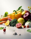 Fresh vitamin vegetables and fruits. Assorted organic healthy diet. Generative AI