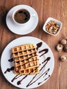 Belgian waffles with ice cream and coffee-2