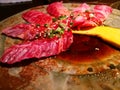 Fresh wagyu beef with japanese sauce Royalty Free Stock Photo