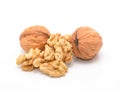 Fresh walnuts isolated on white Royalty Free Stock Photo