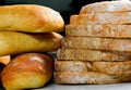 Fresh warm deli bread stacked