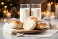 Fresh, warm homemade milk rolls AI generated