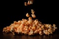 Fresh and warm salty popcorn with cheese