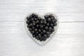 Fresh washed red currants berries in a heart shaped bowl on gray with copy space. Close up macro Royalty Free Stock Photo