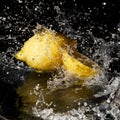 Fresh water drops on lemon