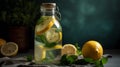 Fresh Water in a Glass Bottle with Mint and Lemon