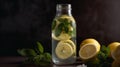 Fresh Water in a Glass Bottle with Mint and Lemon