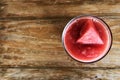 Fresh Water Melon Shake on the wooden table Royalty Free Stock Photo