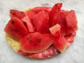 This is fresh water melon slices, sweet fruit Royalty Free Stock Photo