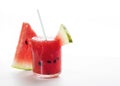 Fresh water melon smoothie on on a white background Royalty Free Stock Photo
