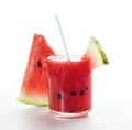 Fresh water melon smoothie on on a white background Royalty Free Stock Photo
