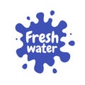 Fresh water splash vector icon. White blot, drop illustration. Water logo template. Blue paint sign design Royalty Free Stock Photo