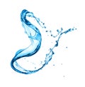 Fresh water splashes in twisted shape isolated on white background Royalty Free Stock Photo