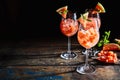 Fresh watermelon cocktails on rustic, dark timber Royalty Free Stock Photo