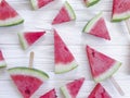 Fresh watermelon organic pieces nutrition frame on a wooden background Royalty Free Stock Photo