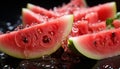 Fresh watermelon slice, juicy and refreshing summer snack generated by AI